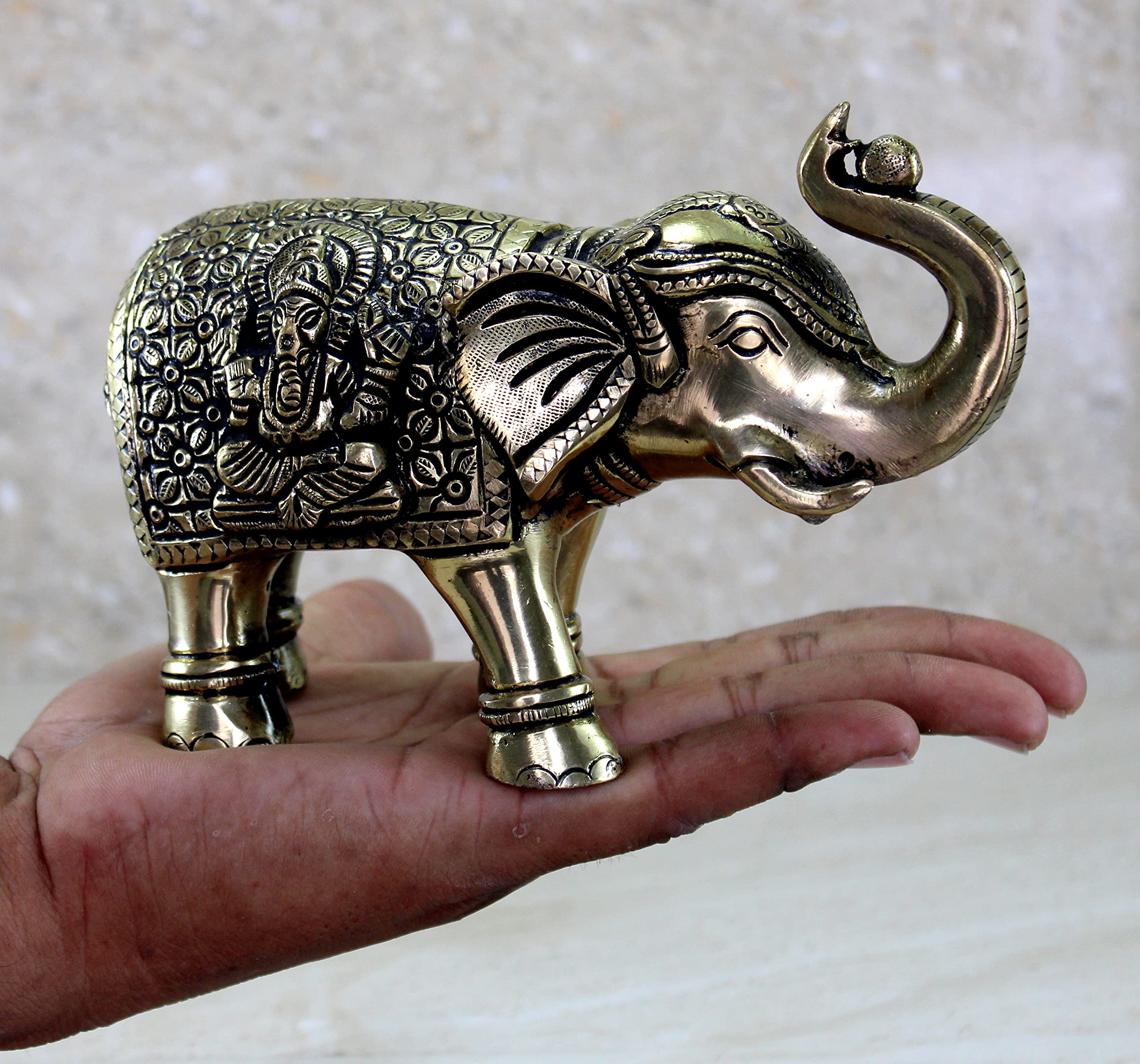 ESPLANADE Elephant Savari/Safari Brass Pen Holder for Desk, Office, and Home | Office Organiser | Desk Organizer | Pen Stand