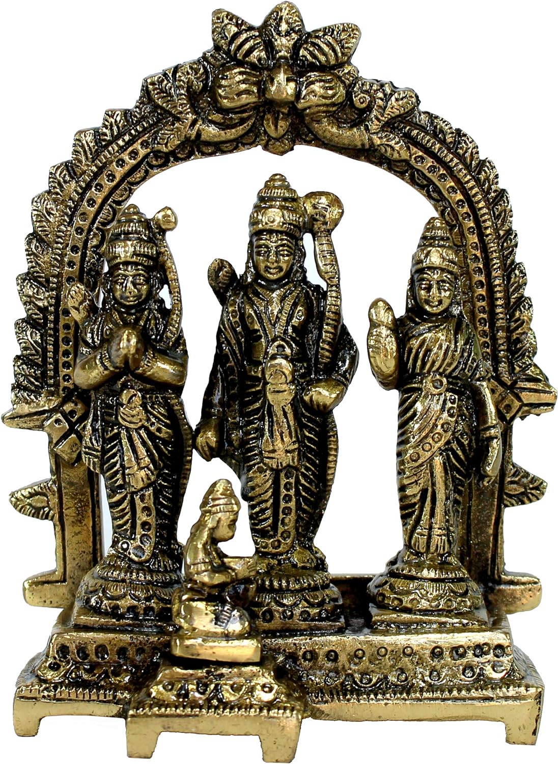 eSplanade 5.5" Brass Ram Darbar (Rama, Sita, Laxman, Hanuman) Murti Idol Statue Sculpture