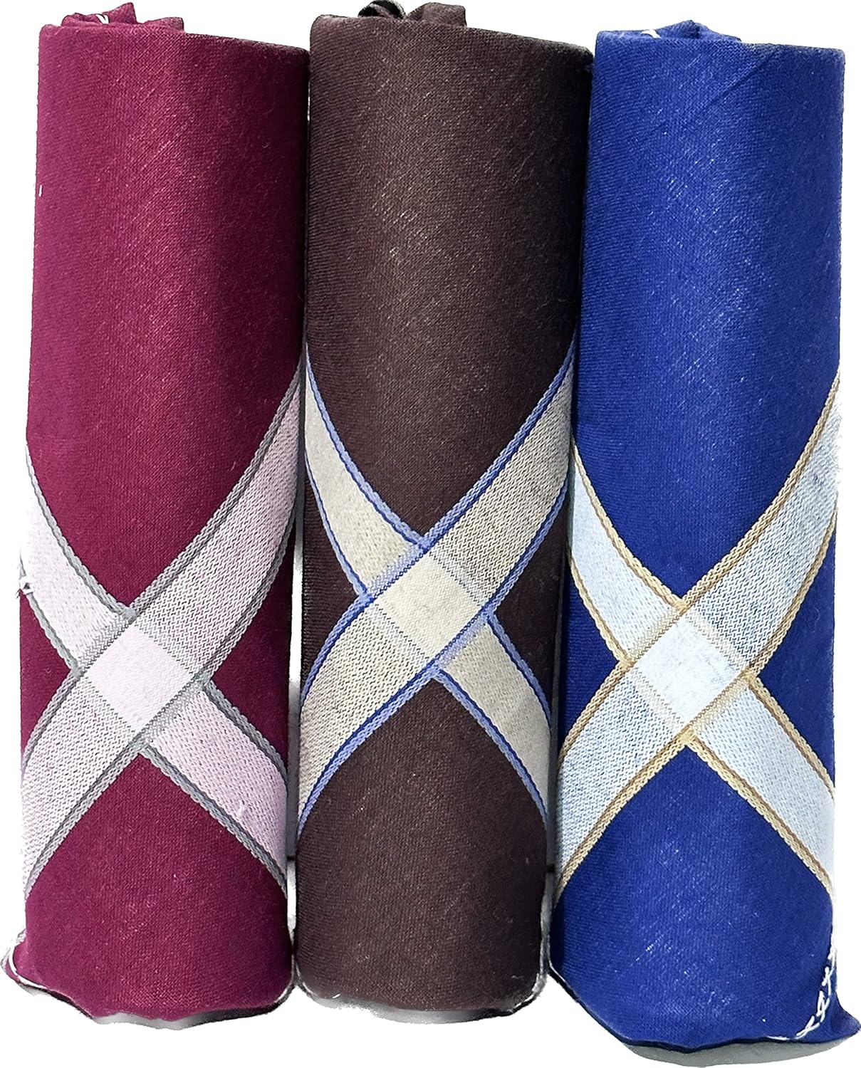 Royal Mart Premium Men's Handkerchief with Colored Stripes - Elevate Your Style for Any Occasion (Pack of 3, Dark)