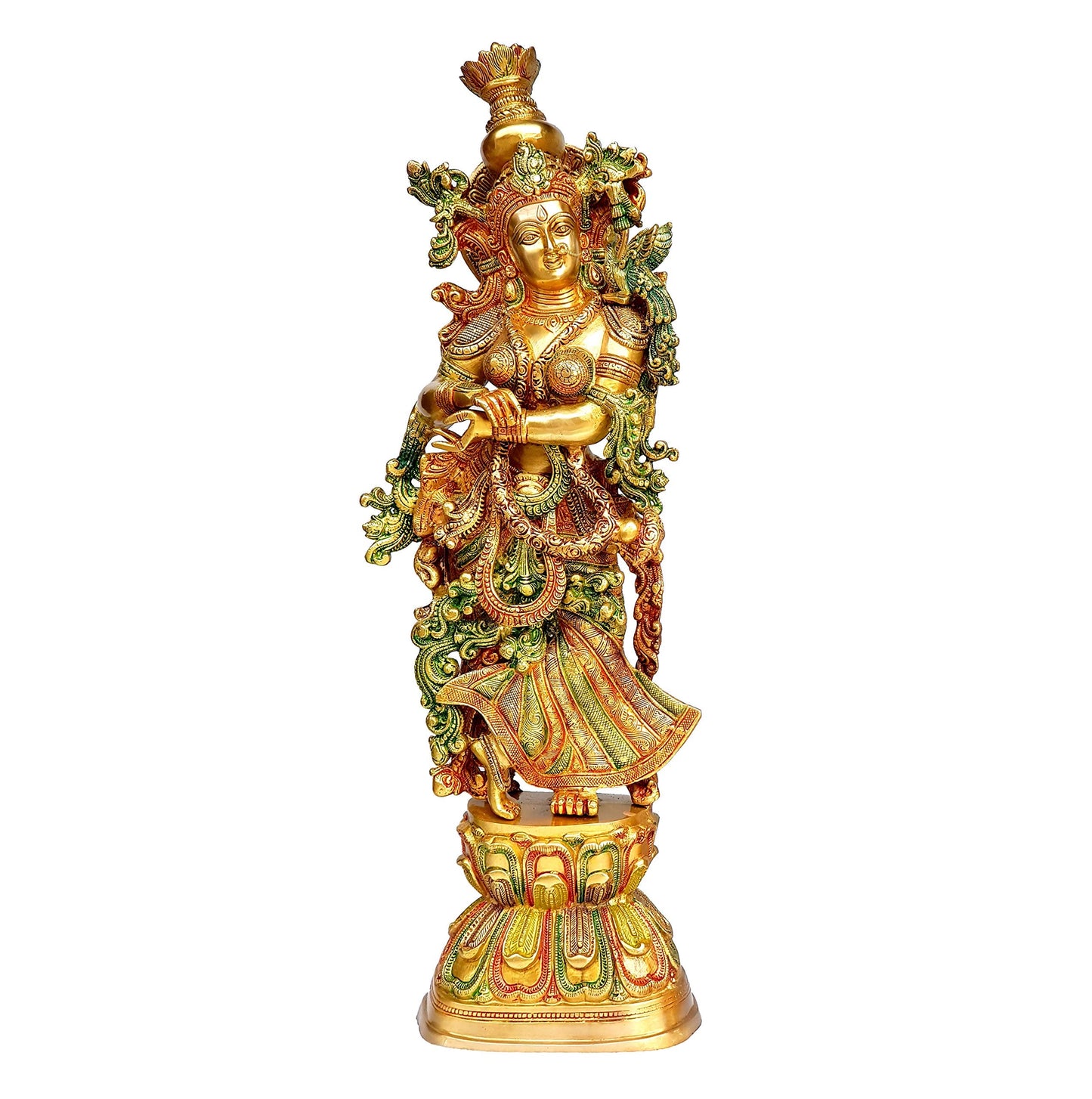 eSplanade - Lord Krishna Kishan Gopal Murti Idol Statue Sculpture - Brass - 29" - Multicolor