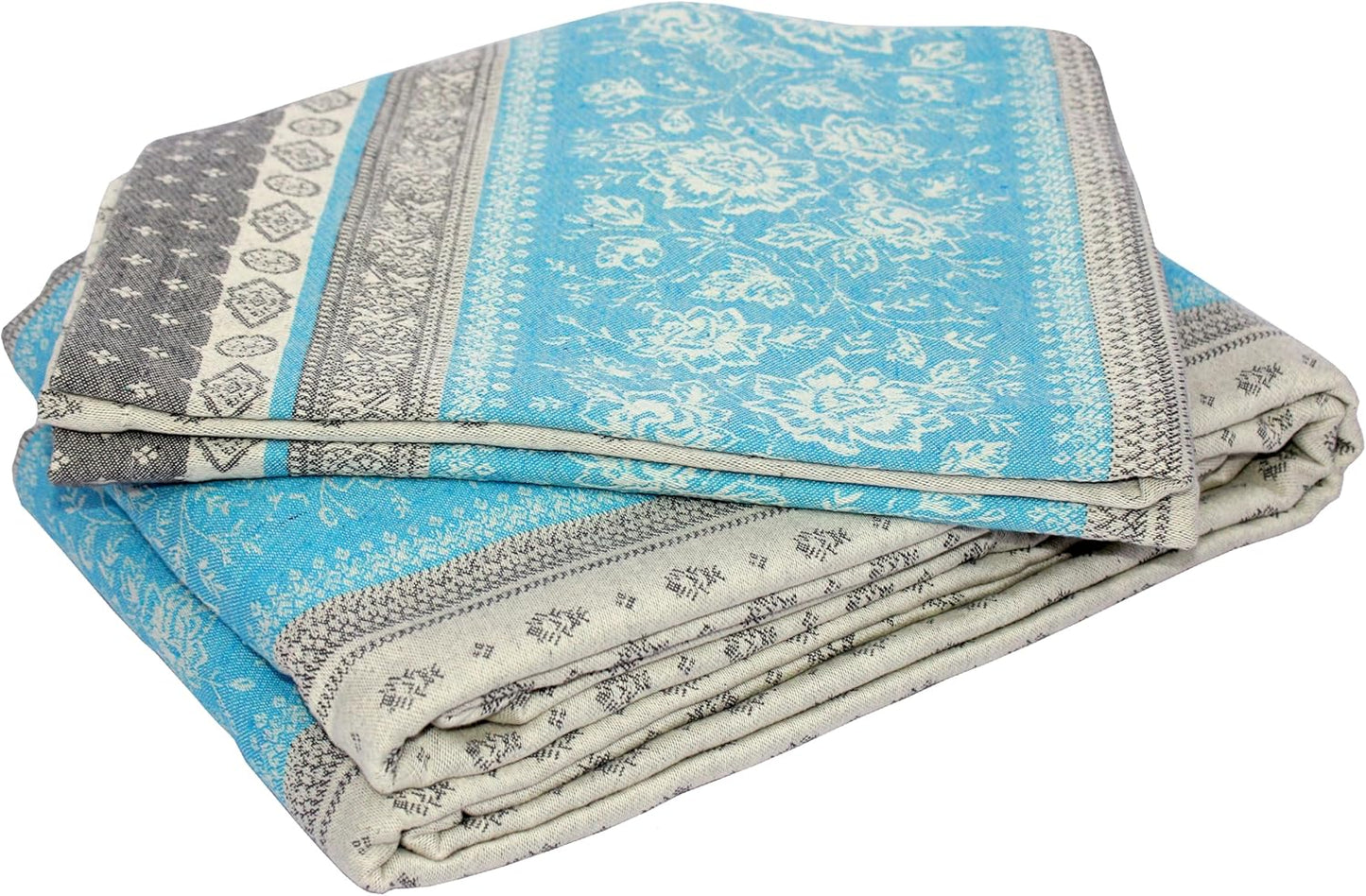 Cotton Jacquard King Size Bedsheet Set - Elegant, Soft, and Durable Bedding (Beige, Blue)