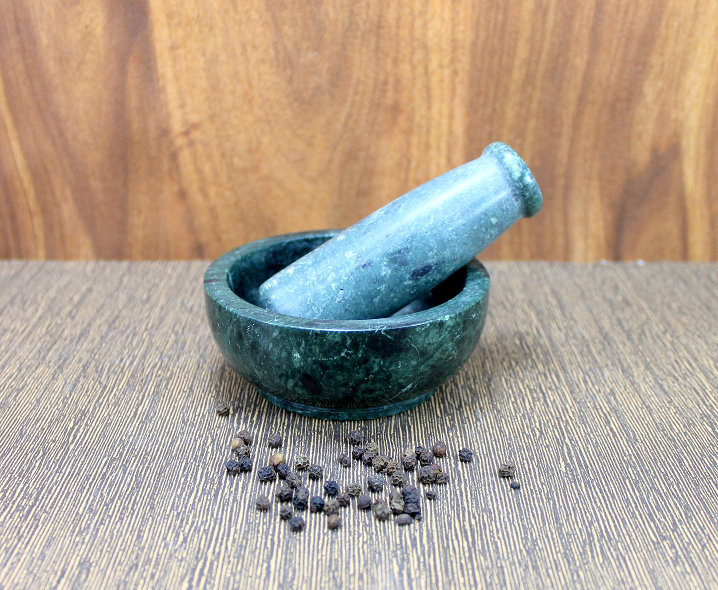 KLEO 4" Diameter Natural Stone Mortar and Pestle Set as Spice Grinder, Medicine Masher (Black)