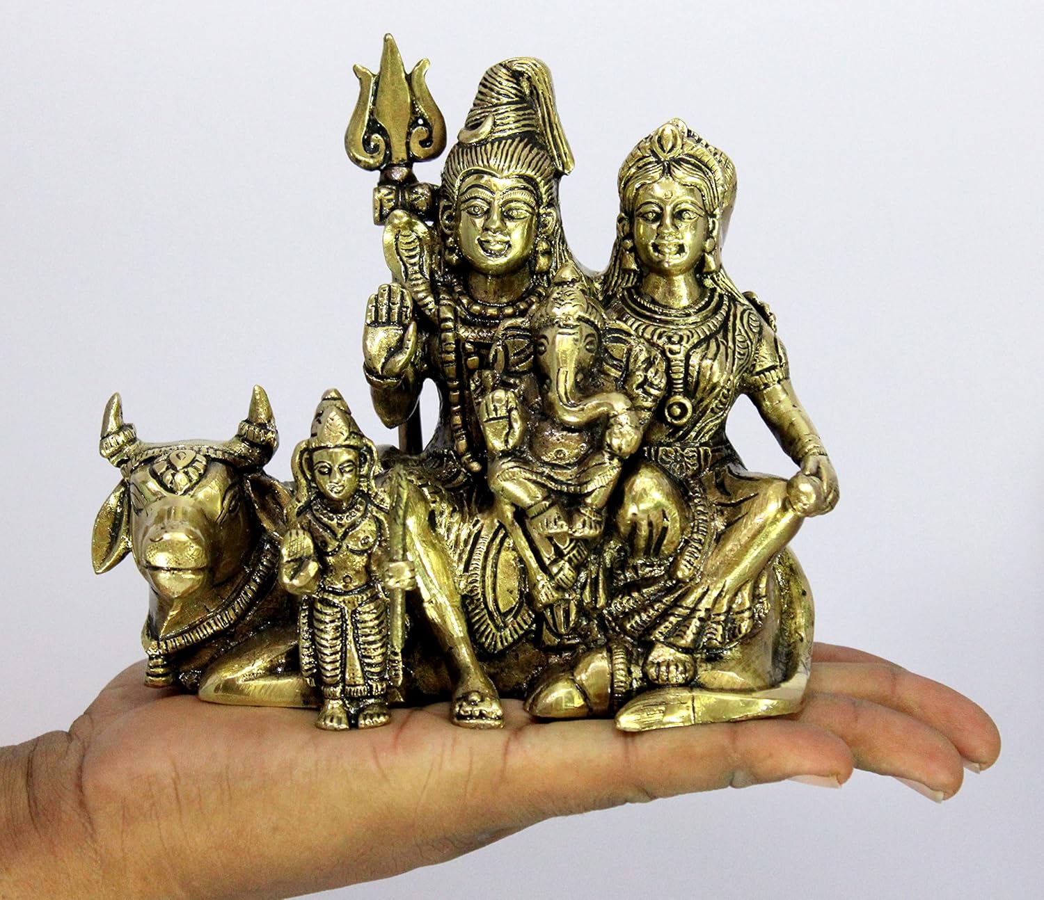 ESPLANADE Brass Shiv Pariwar - Shiva Family - Shiv Parvati Shiva Bholenath Shankar Ganesha Nandi Murti Moorti Idol Statue Sculpture - 5.5" Inches