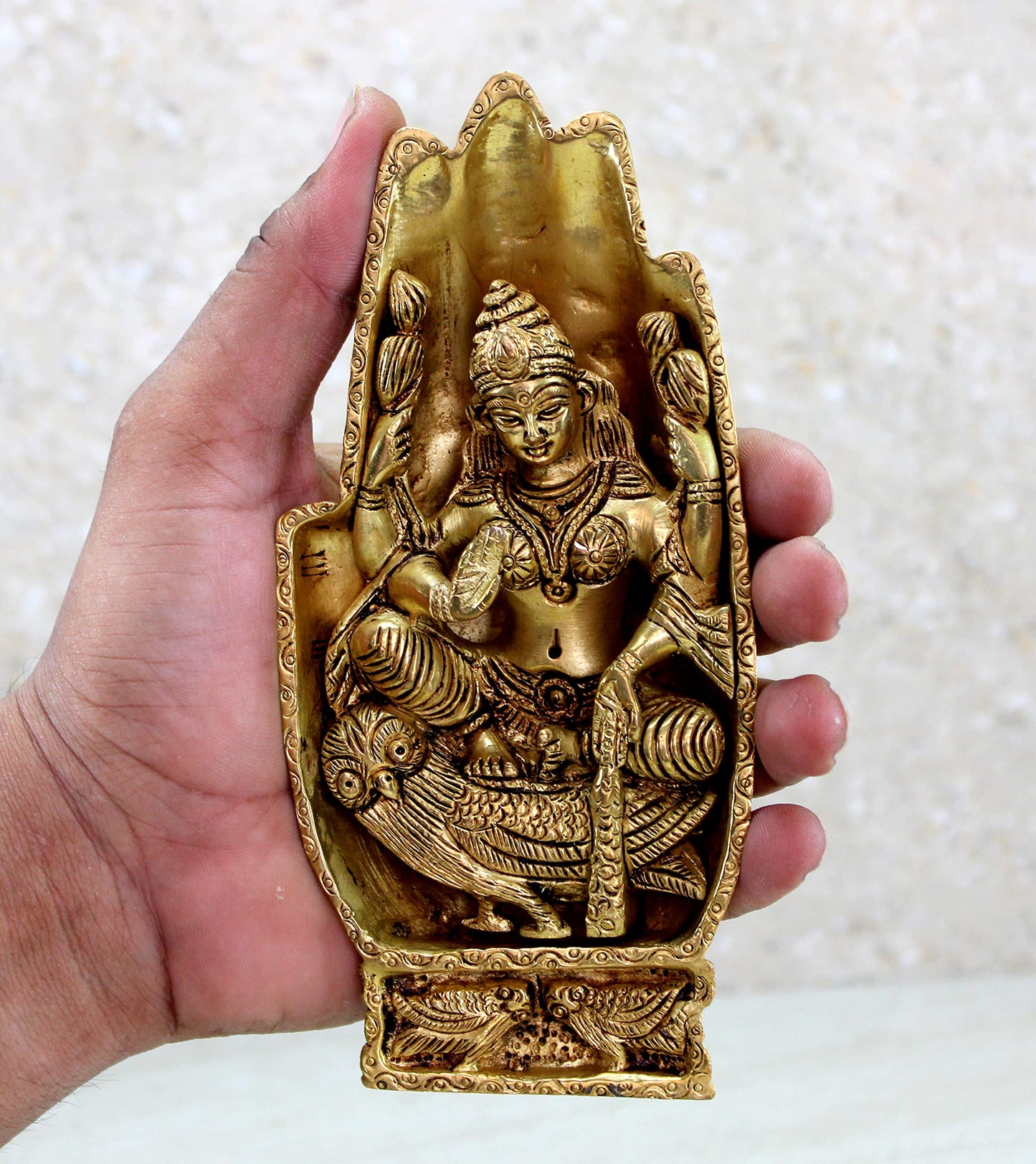 eSplanade Brass Lakshmi Laxmi Goddess Murti Idol Statue Sculpture Figurine - Pooja Idols - Home Decor - Golden - 7" Inches