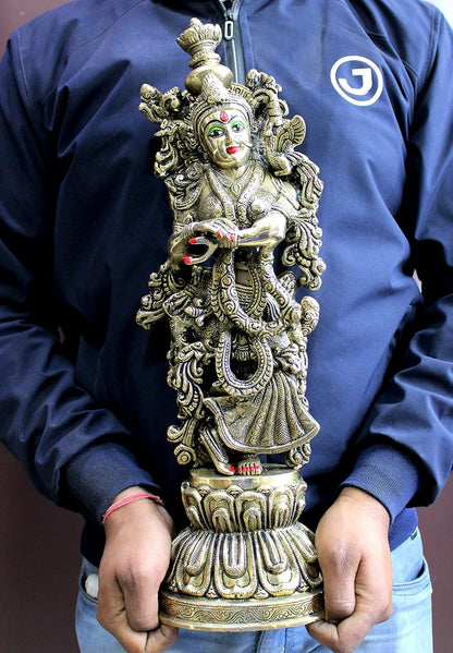 eSplanade Brass Radha Murti Idol Statue Sculpture - Antique - 21" Inches (Big Size)