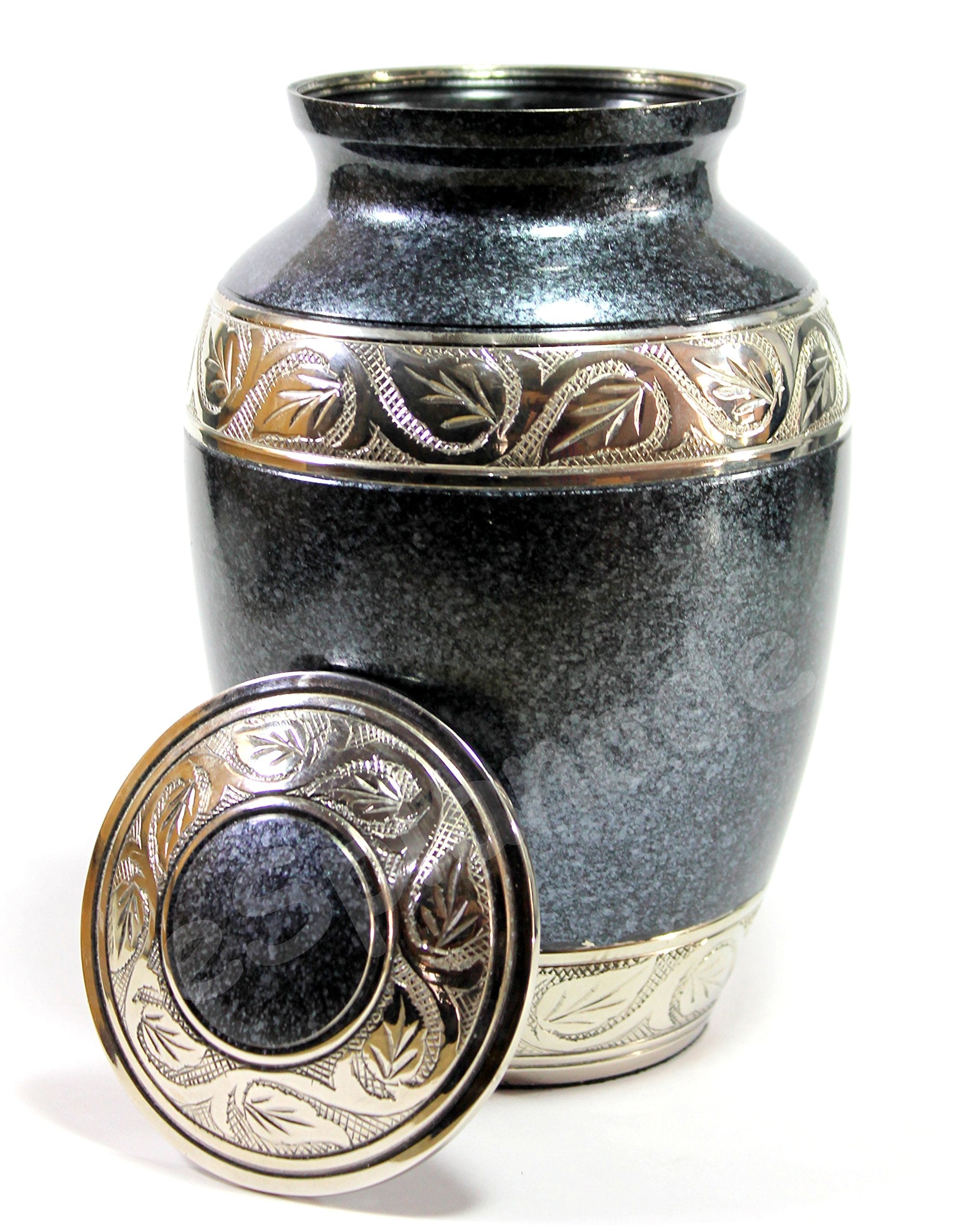 eSplanade Brass Cremation Urn Memorial Jar Pot Container | Full Size Urn for Funeral Ashes Burial | Engraved Metal Urn |