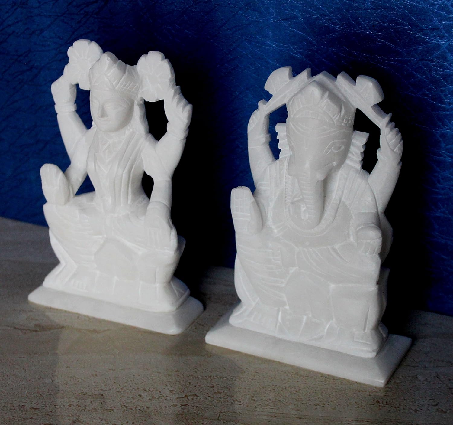 StonKraft - 7" (BIG SIZE) - Ganesh Laxmi Idol - Marble Lord Ganesh Ganpati Ganesha Laxmi Lakshmi Idol, Statue, Murti, Sculpture - Plain & Colourfull