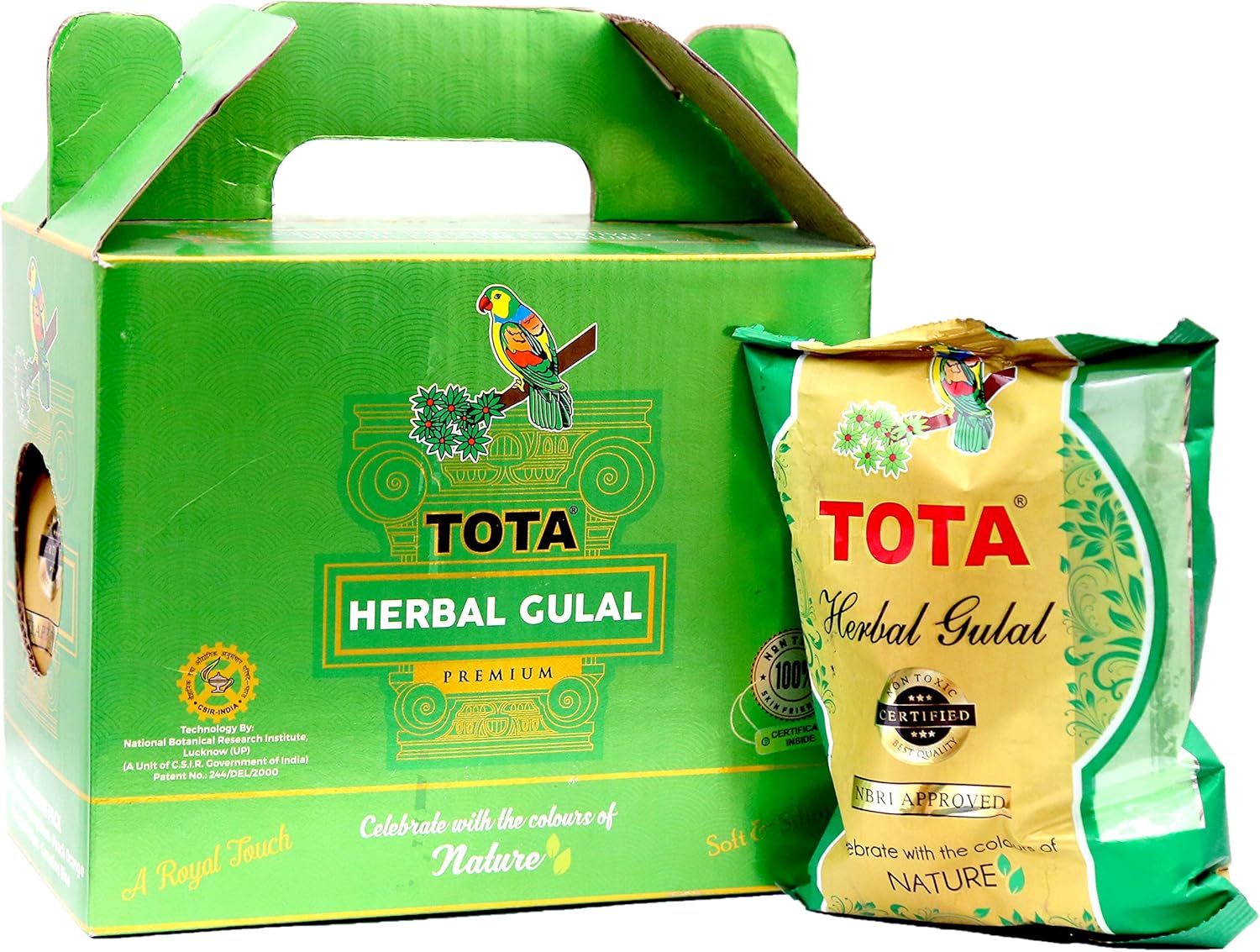 TOTA Herbal Holi Colour Giftbox | Certified Non-Toxic Chemical Free Natural Colors Ð 500 gm |Pack of 5 Neon Color Holi Gulal - Pink, Orange, Green, Light Green, Light Pink