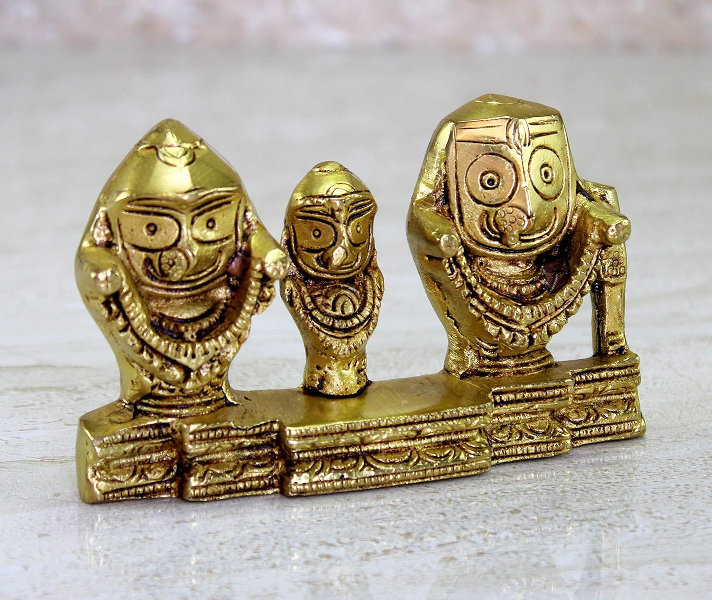 eSplanade Brass Lord Puri Jagannath, Balaram and Subhadra maa Idol for Decor Idol Murti Statue - 2.75 inches