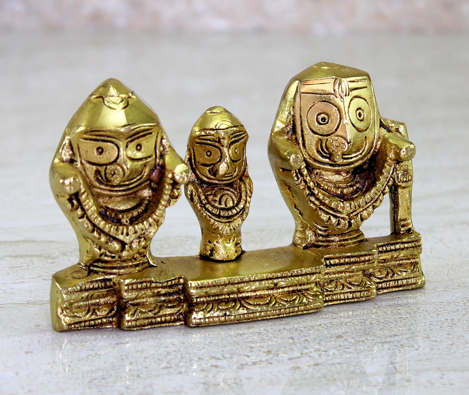 eSplanade Brass Lord Puri Jagannath, Balaram and Subhadra maa Idol for Decor Idol Murti Statue - 2.75 & 5.25 inches
