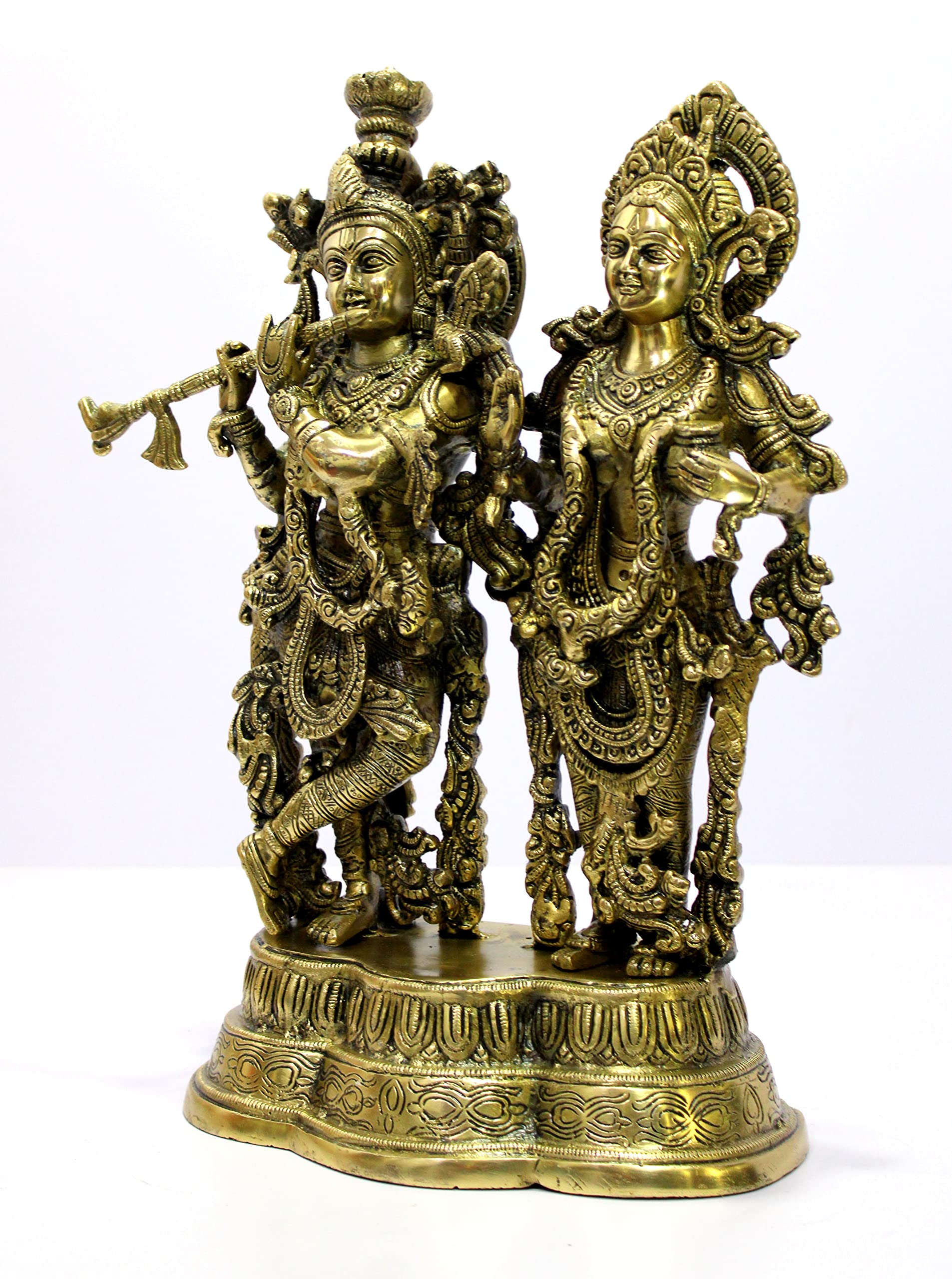 eSplanade Brass Radha Krishna Kishan Murti Idol Statue Sculpture | Pooja Idols | Home Decor (18 Inch)
