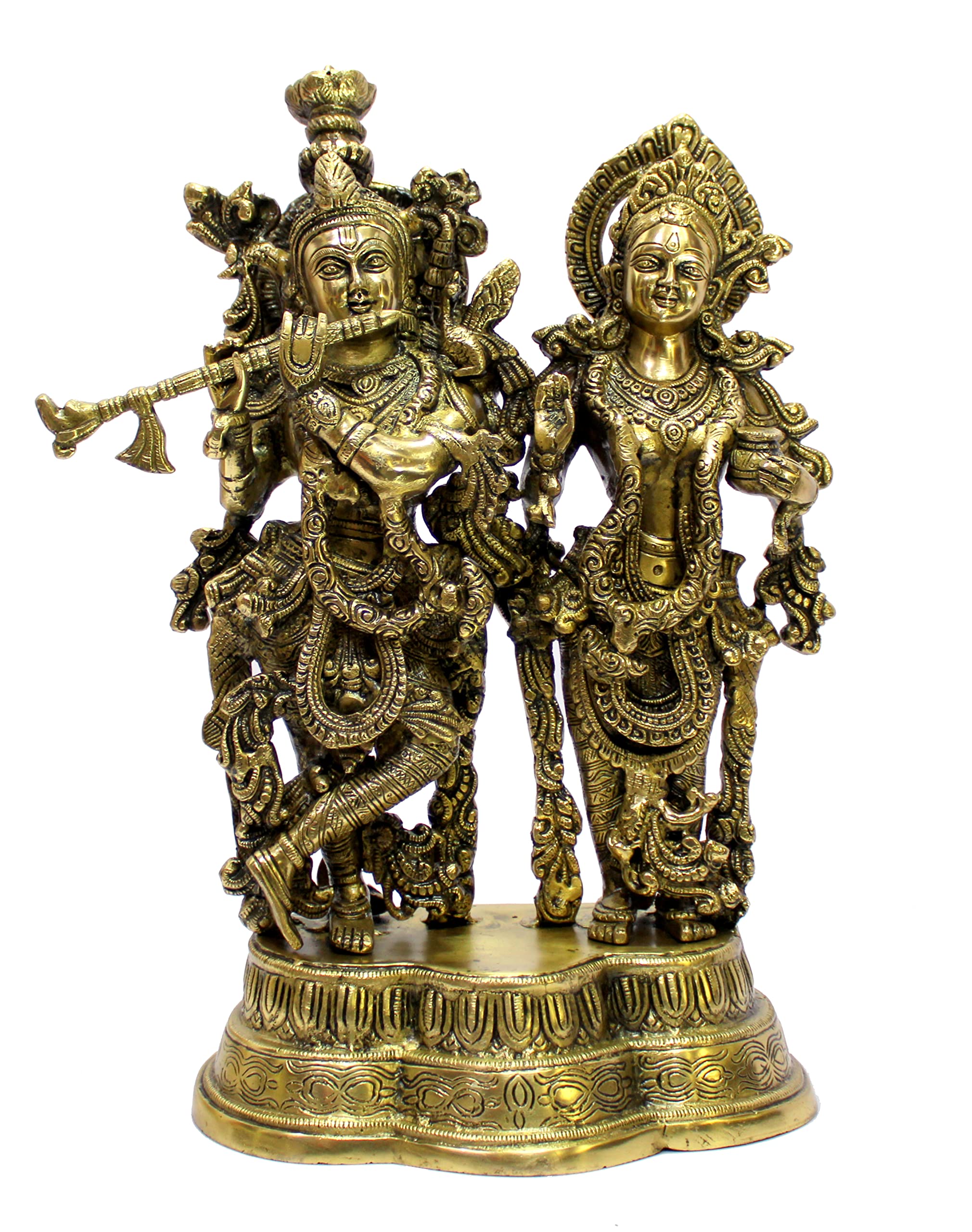 eSplanade Brass Radha Krishna Kishan Murti Idol Statue Sculpture | Pooja Idols | Home Decor (18 Inch)