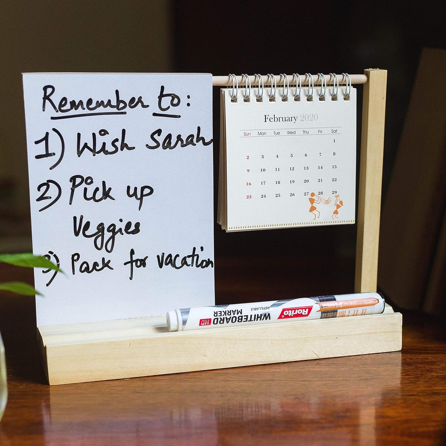 IVEI Warli Utility Desk Calendar with a whiteboard - Dry Erase Board for Desk