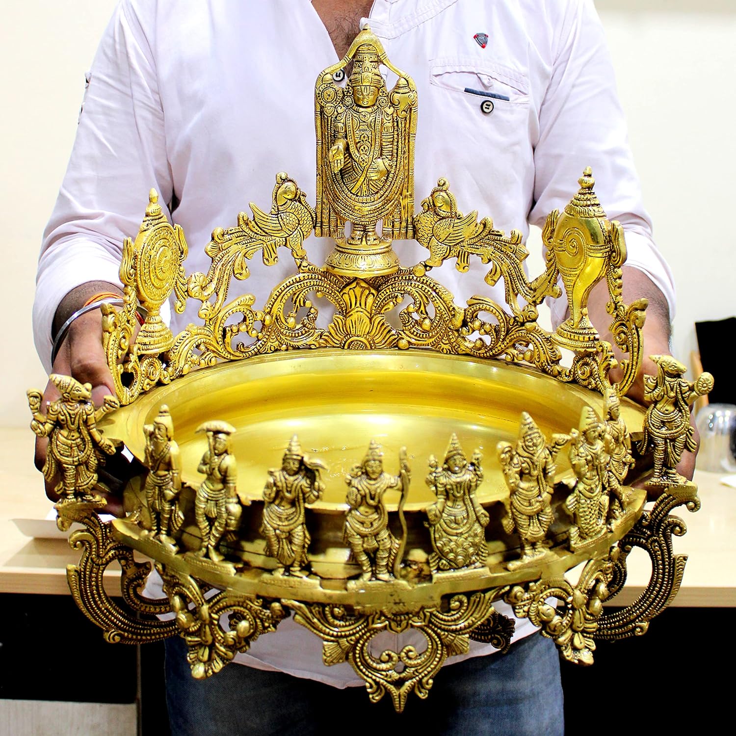 eSplanade - Ethnic Design Decorative Brass Urli Traditional Bowl Showpiece | Home Decor |