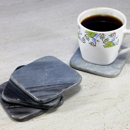 StonKraft Kleo Natural Stone Sculpted Coffee Tea Beer Coasters Set