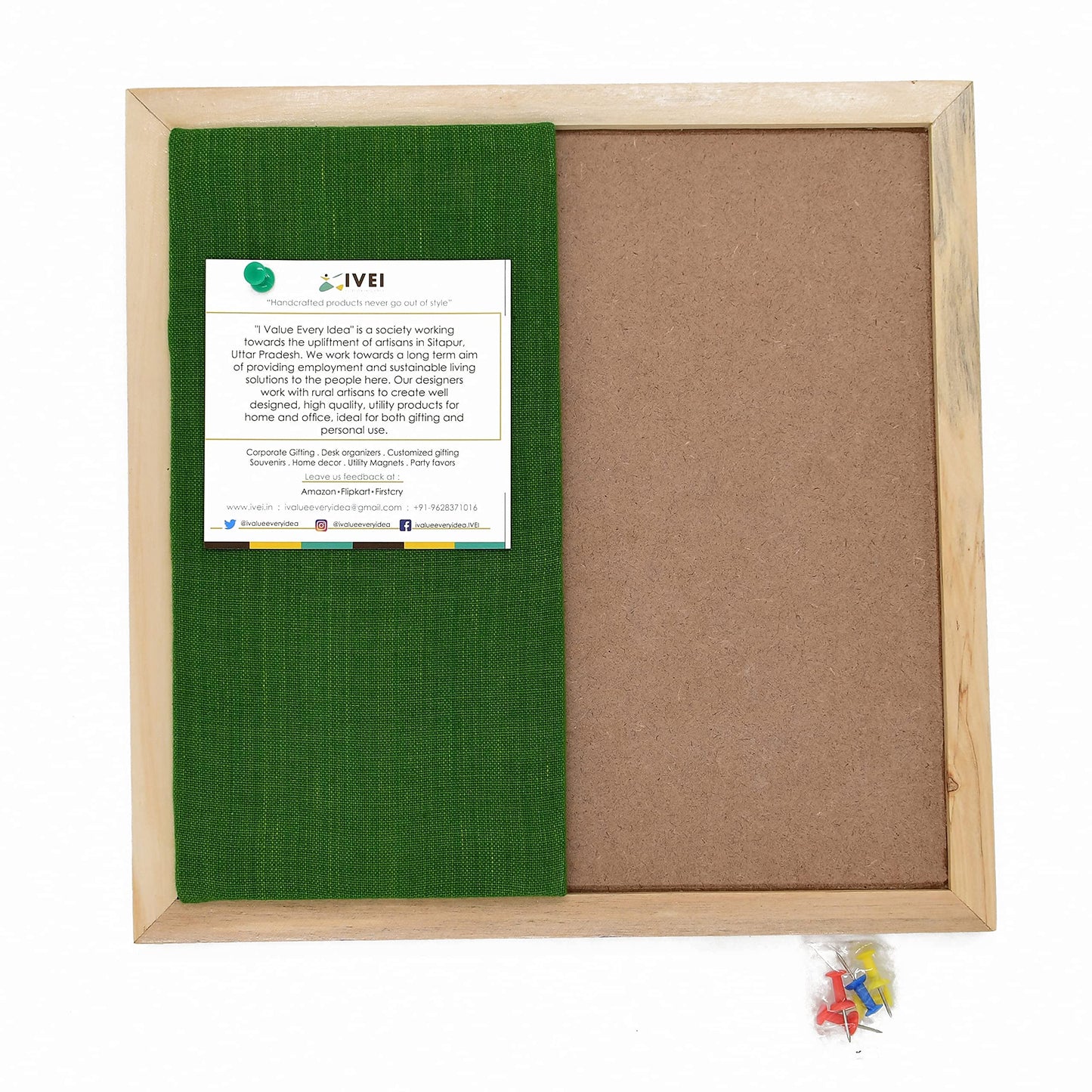 IVEI DIY Pin Board - Green -Wooden Craft - Hobby Board for Painting Wood Sheet Craft, Decoupage, Resin Art Work & Decoration