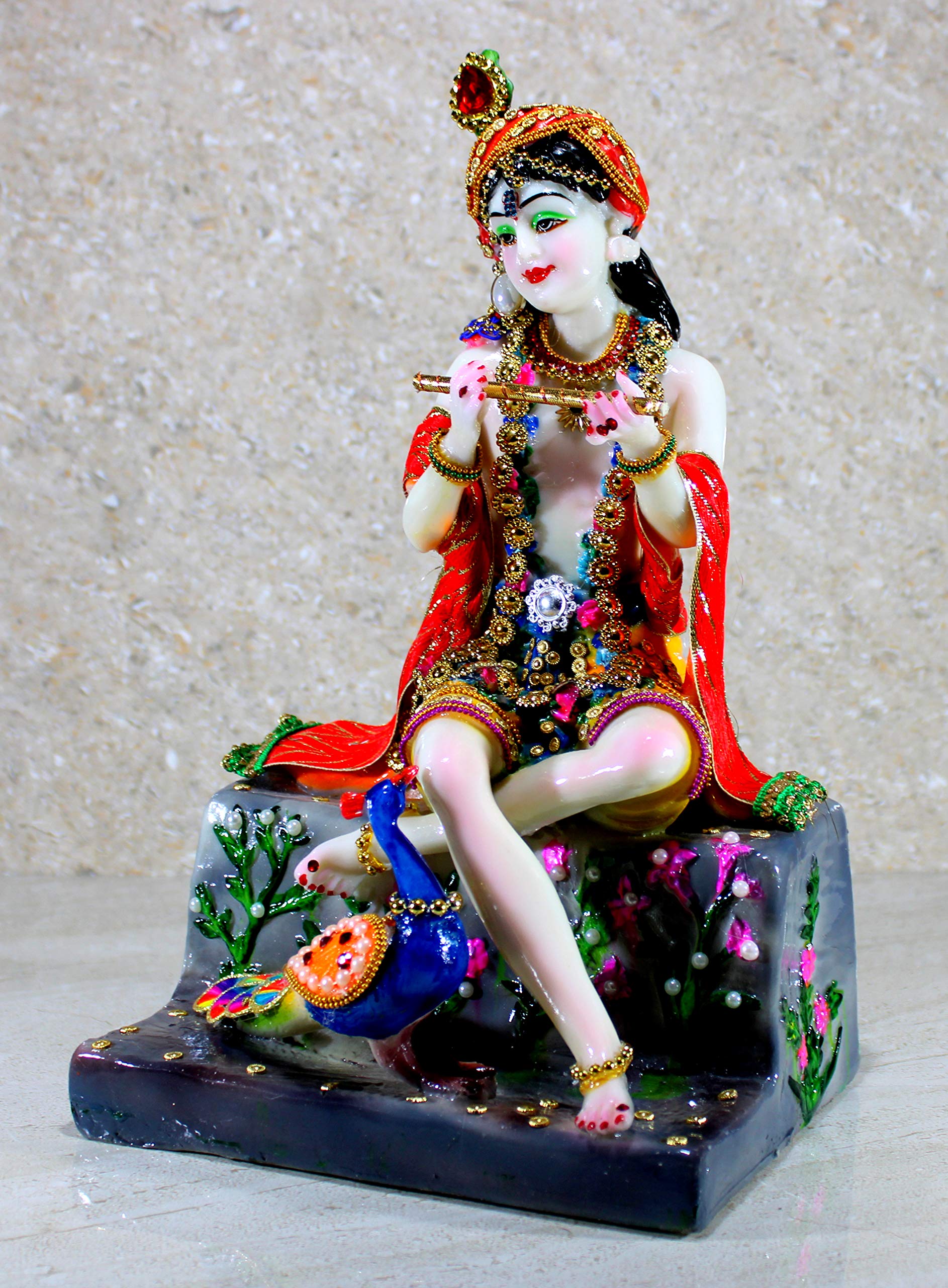 eSplanade Resin Krishna Kishan Murti Idol Statue Sculpture (11", 12.5", 14" Inches) Multicolour