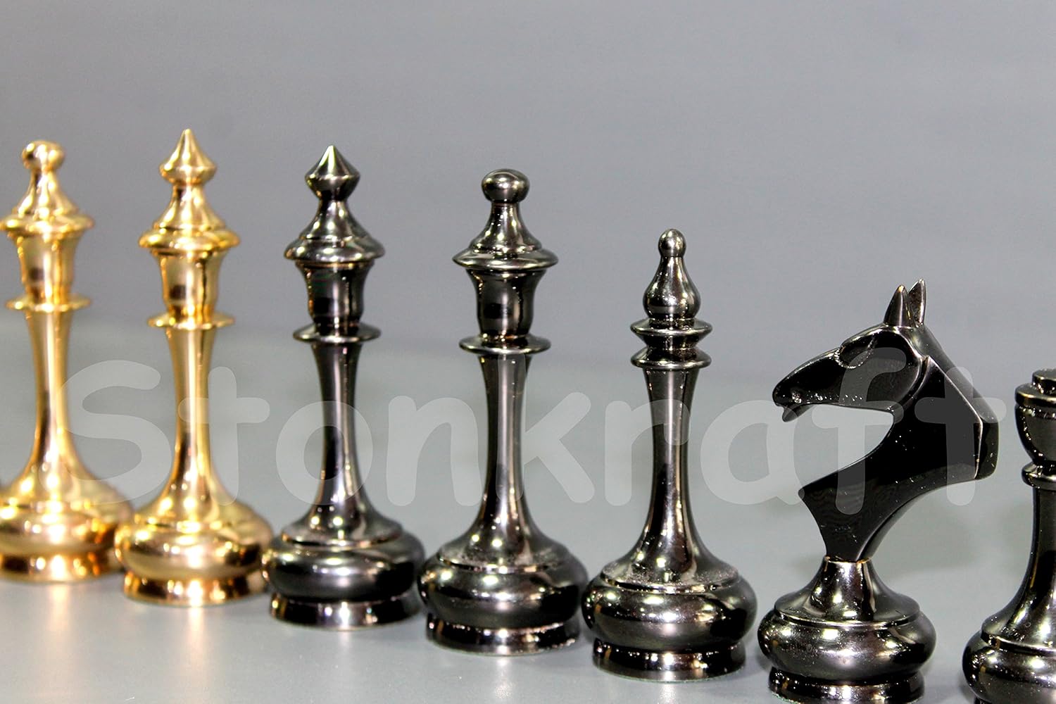StonKraft Brass Chess Pieces Chess Coins Pawns Chessmen (Gold, 3.75" Latest)