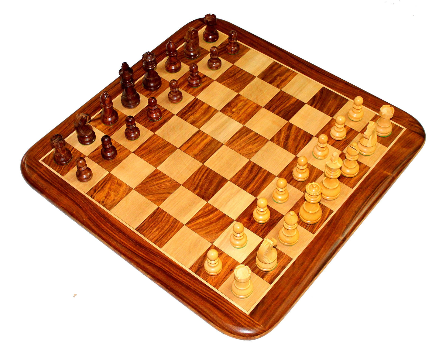 StonKraft 21" X 21? Collectible Acacia Wood Chess Game Board Set+Wooden Crafted Pieces