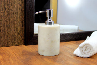 KLEO Soap Dispenser Lotion Dispenser - Made of Natural Stone - Luxury Bathroom Accessories Bath Set (Grey)