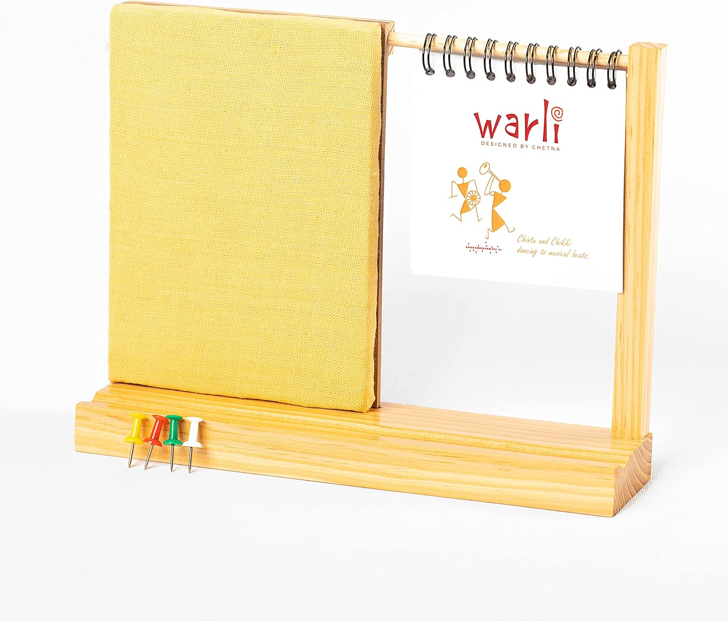 IVEI Warli Desk Calendar with Pin Board - Desk Organizer - Utility Desktop Calendar - Table Top Calendar Set - Desk Calendar Holder with Pin Board for Home, Office Desk Decor, Study Room