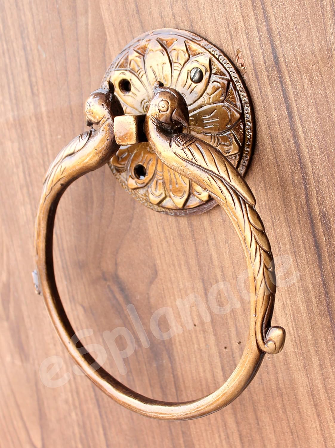 7.5" Inches - Brass Towel Holder | Towel Hanger | Towel Holder for Bathroom in Twin Peacock Design