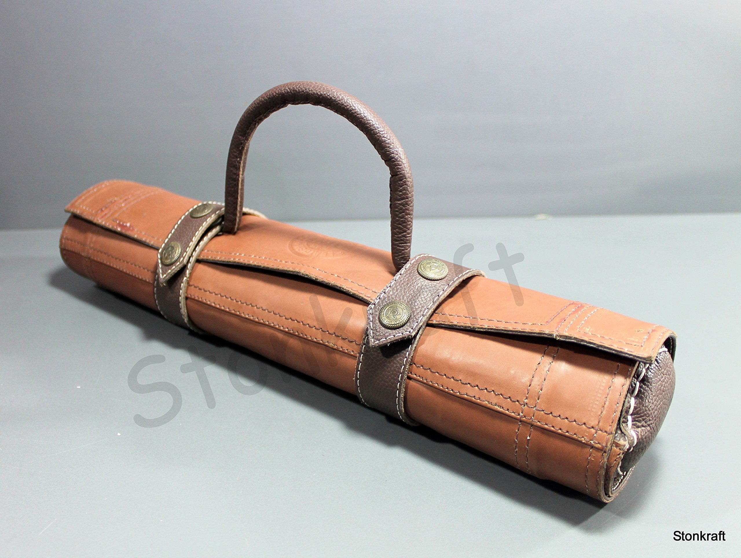 StonKraft - 19" x 15" (Chess Board Size 12" x 12") Roll-Up Leather Chess Set with Wooden Chess Pieces | Comes with Innovative Carry Pouch