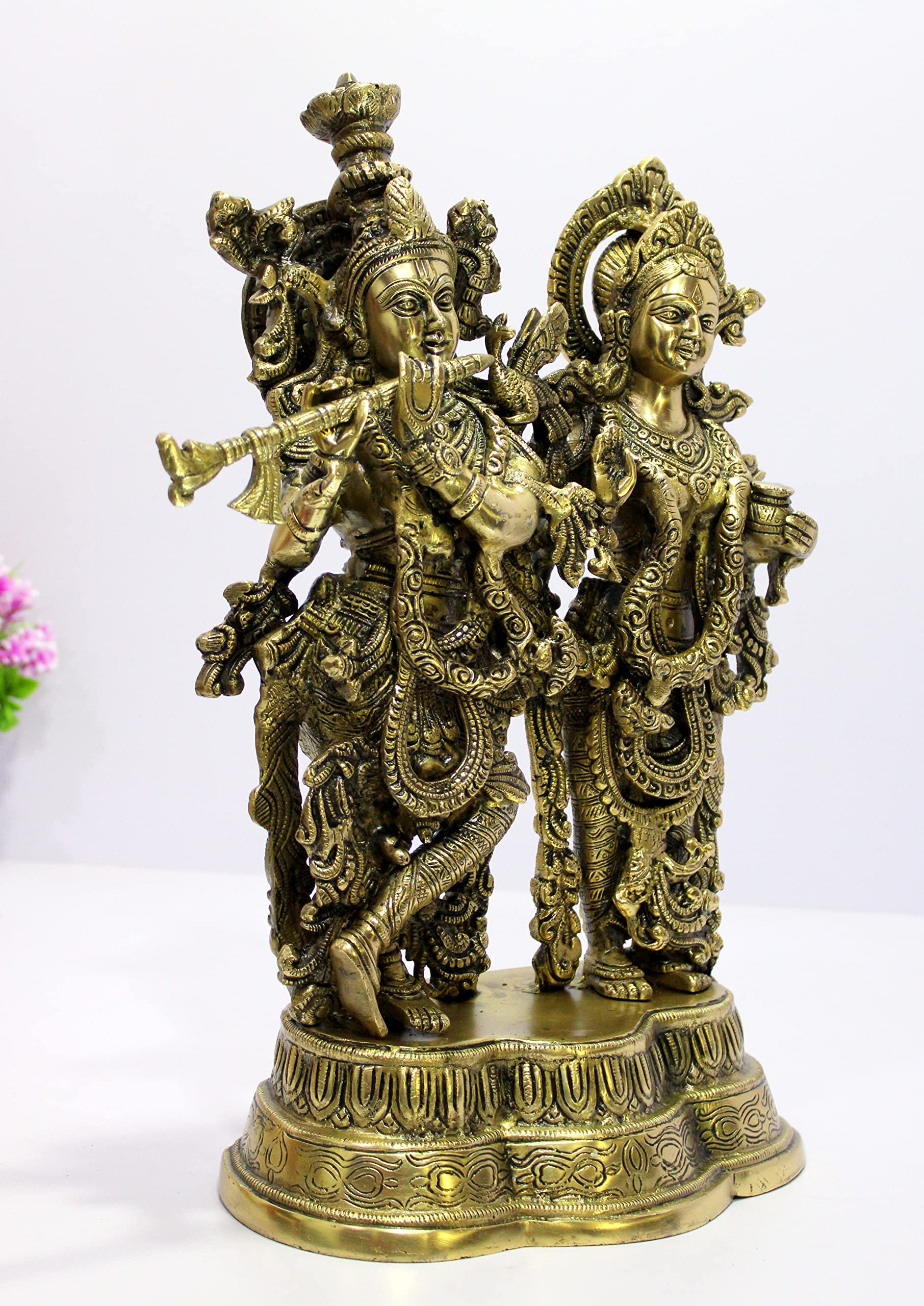 eSplanade Brass Radha Krishna Kishan Murti Idol Statue Sculpture | Pooja Idols | Home Decor (18 Inch)