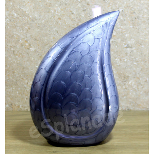 eSplanade Metal Cremation Urn Memorial Jar Pot Container | Full Size Embossed Urn for Ashes Funeral Burial | Teardrop Metal Urns | Dark Blue, Sky blue, Violet - 10