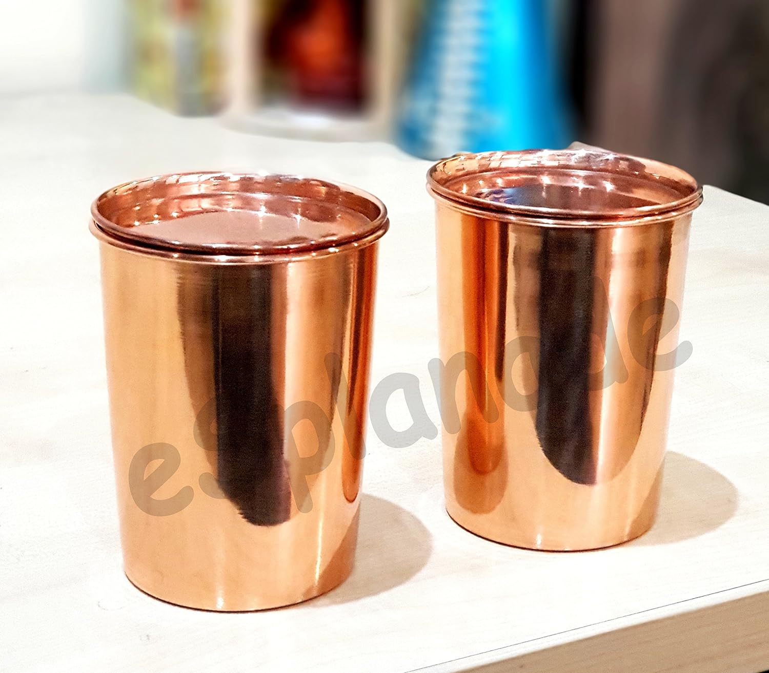 Esplanade Copper Glasses | Moscow Mule Shot | Seamless Copper Glass | Leak Proof, Travel Friendly with Ayurvedic Health Benefits (Glasses Set of 2)