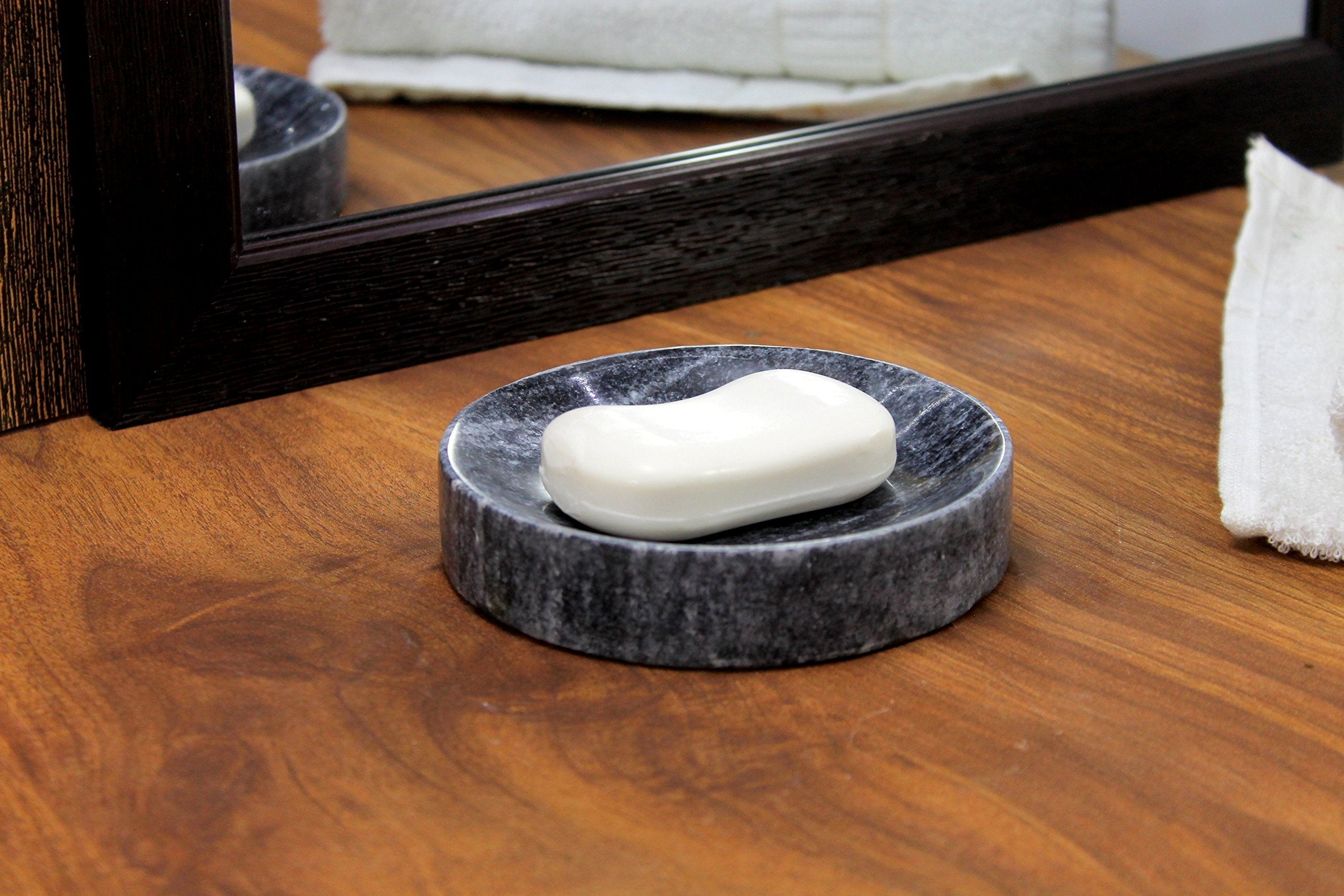 KLEO Natural Stone Soap Dish Soap Holder Bath Accessories for Bathroom, Tub or Wash Basin Accessories (Chocolate, Grey, White, Green)