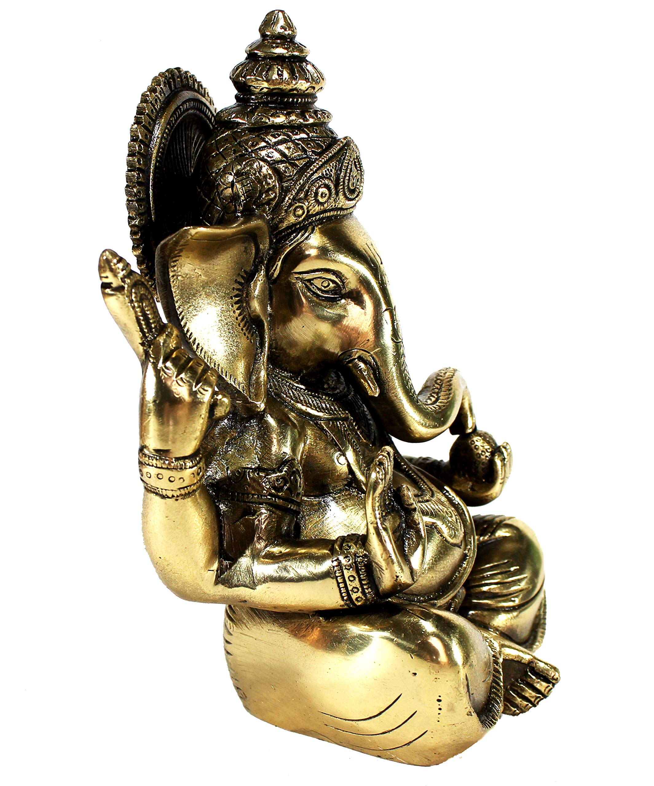 eSplanade 8" Brass Ganesha in Antique Finish | Pooja Puja Ganesh Ganesha Ganpati Ganapati Murti Idol