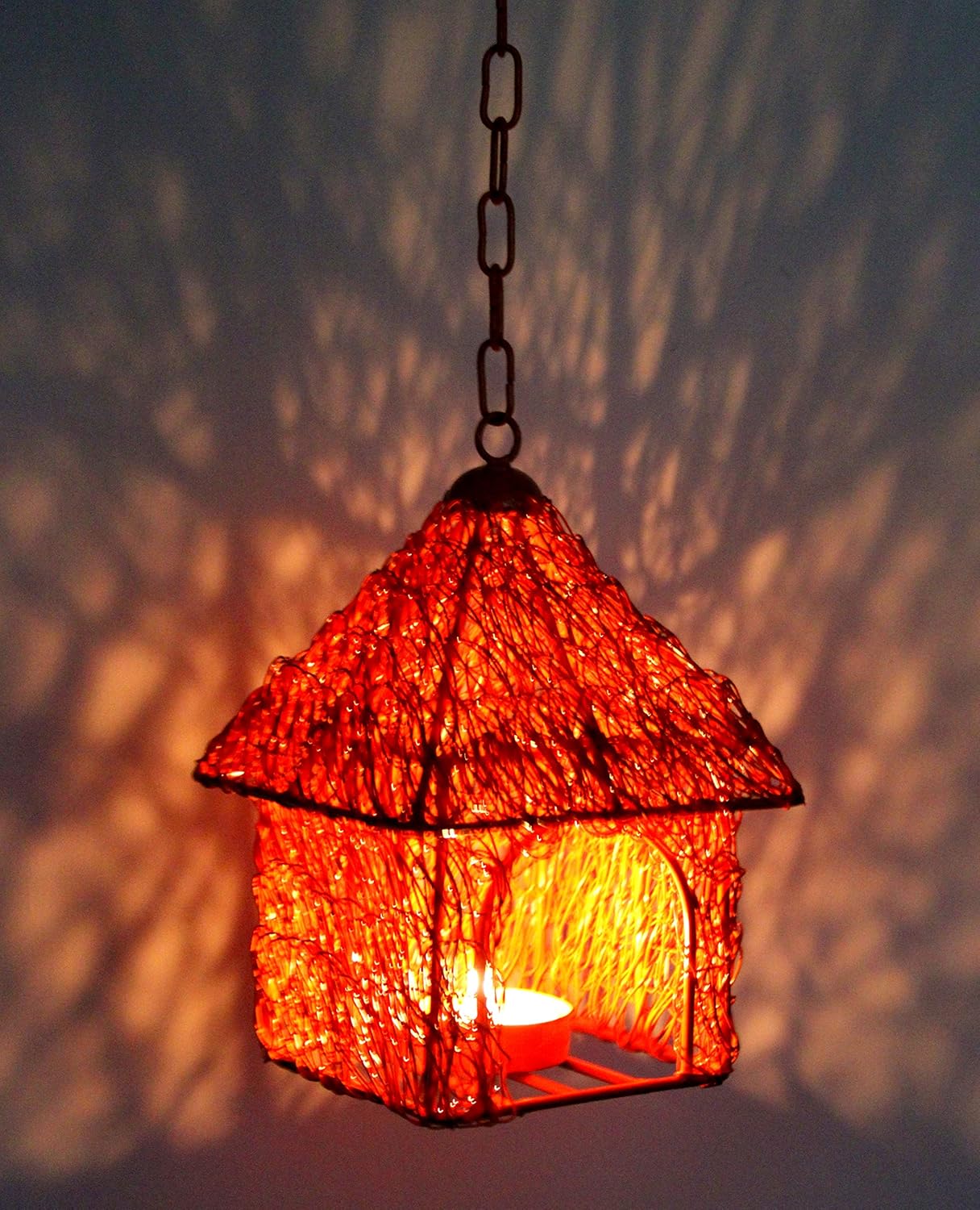 eSplanade 7" Tealight Hanging Lamp | Home Decor | Tealight Holder (Red)