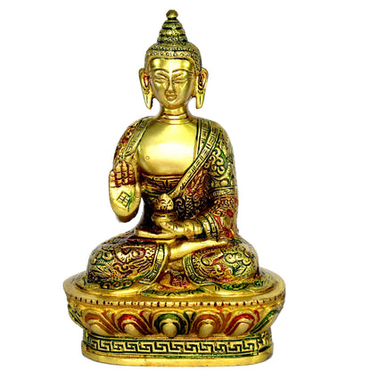 StonKraft eSplanade 7" Brass Buddha - Meditating Brass Buddha - Brass Metal Idol Statue Figurine Murti