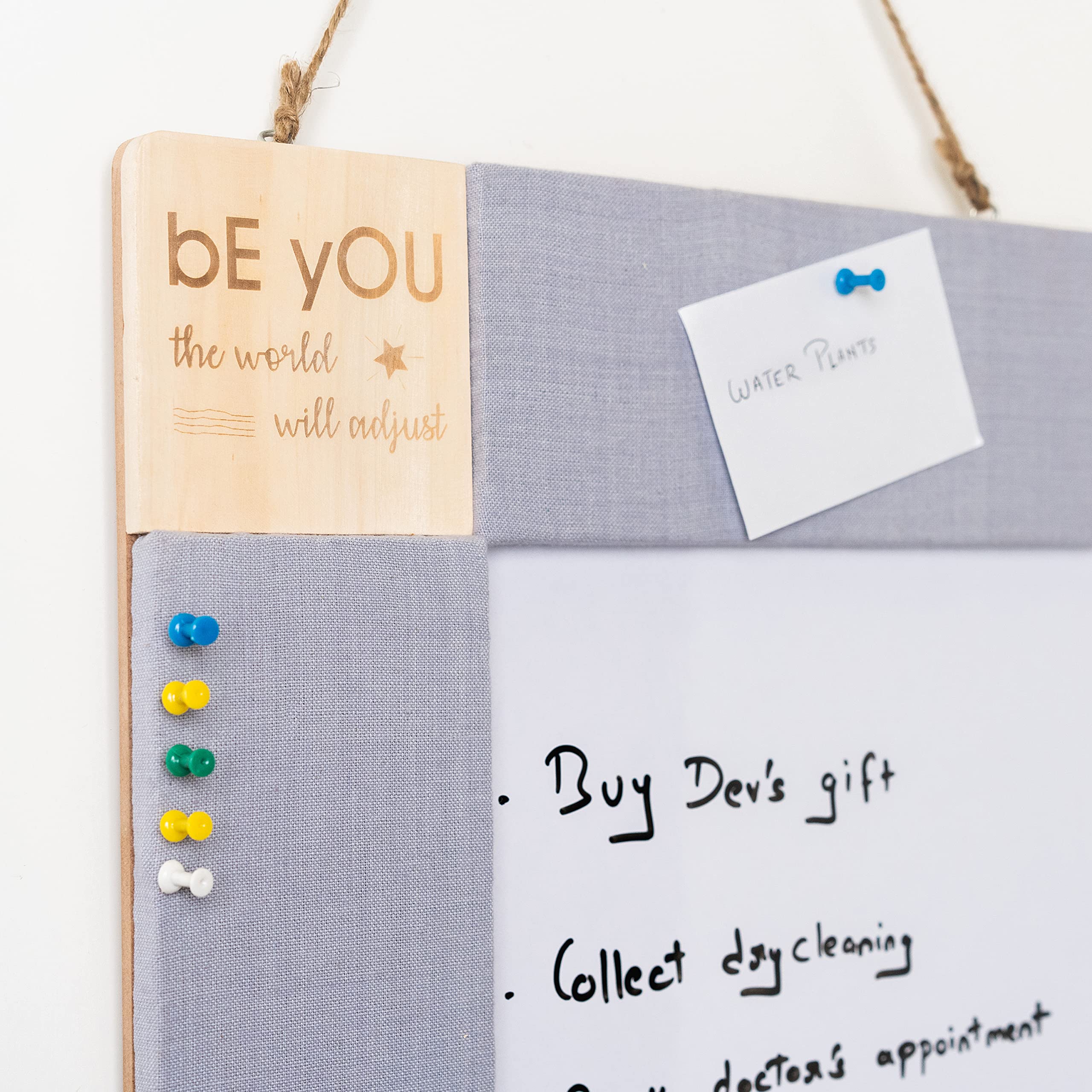 IVEI Combination Board with Pin Board & Whiteboard Best Gift for Home, Office, School | Office Wall Accessories | Utility Boards (Quote - Grey, Blue