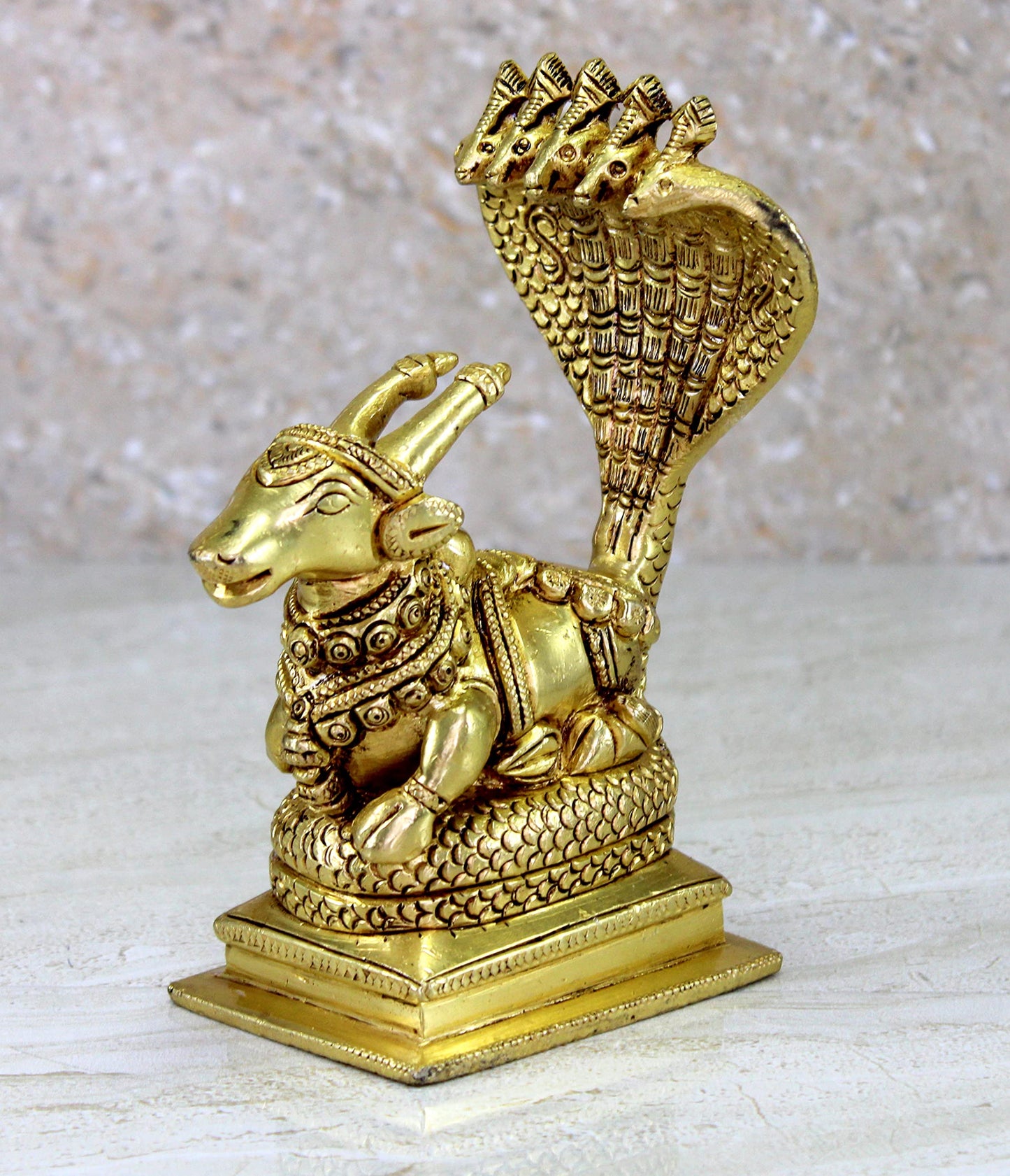 eSplanade Brass Sheshnag Nandi Statue Pooja Idols | Home Decor - Height 6" Inches