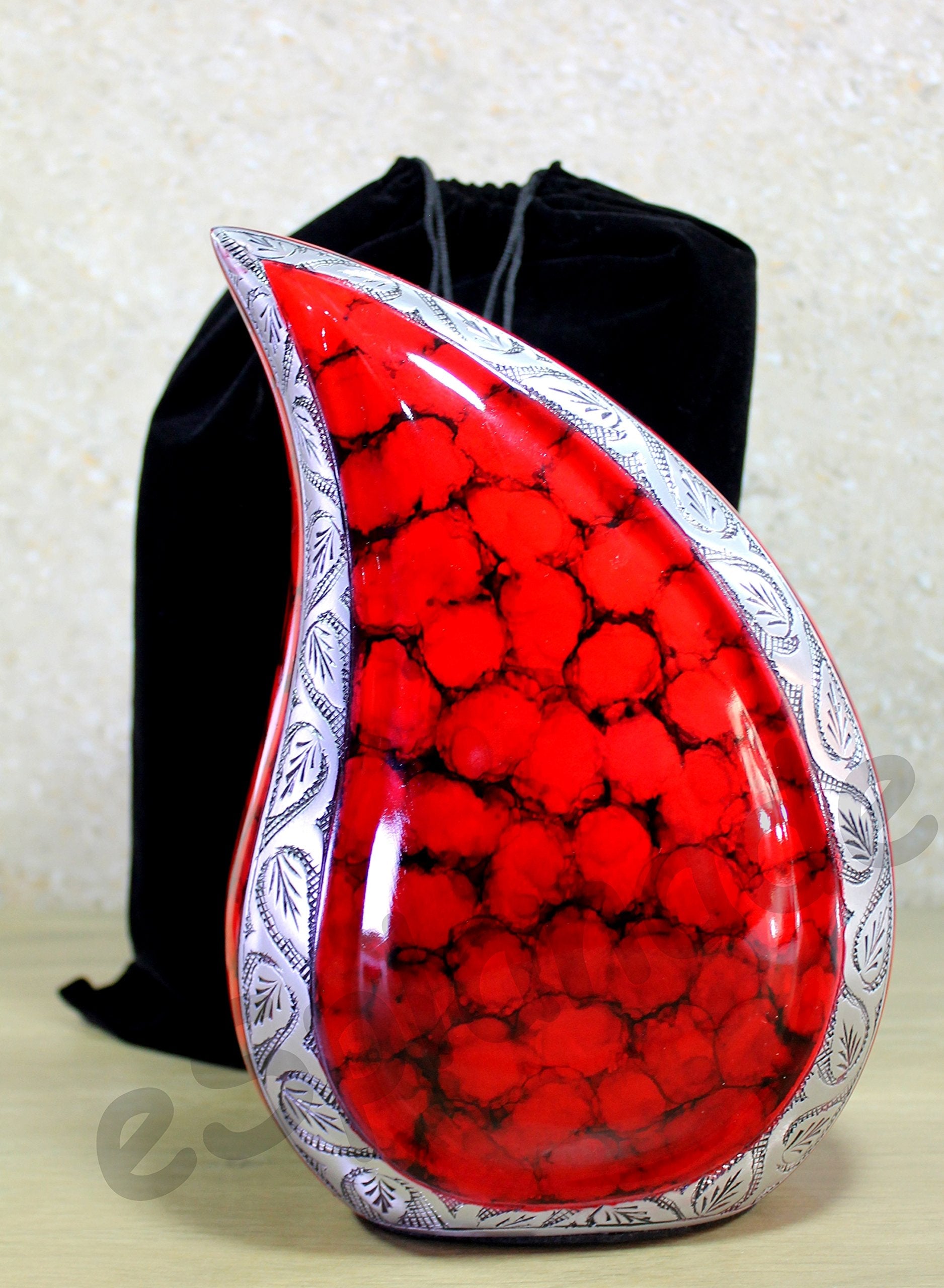 eSplanade Teardrop Cremation Urn Memorial Container Jar Pot | Cremation urn | Metal urn | Burial urn