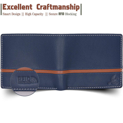 HORNBULL Denial Navy Leather Wallet for Men | Leather Mens Wallet with RFID Blocking | Wallets Men Genuine Leather
