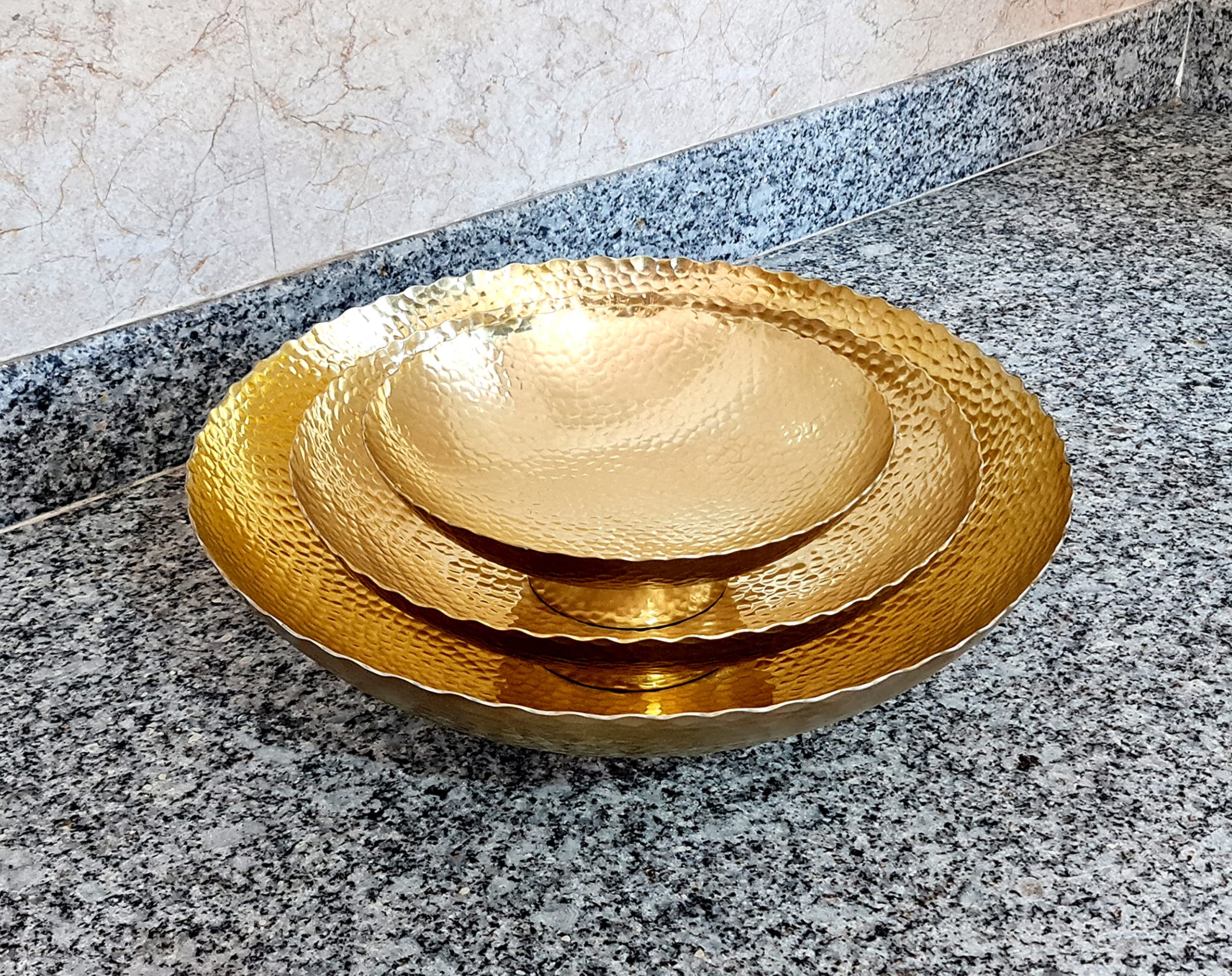 eSplanade Metal Serving Bowls Set | Kitchen and Dining Accessories | Handmade Serving Bowls | Designer Tableware (Set of 3)