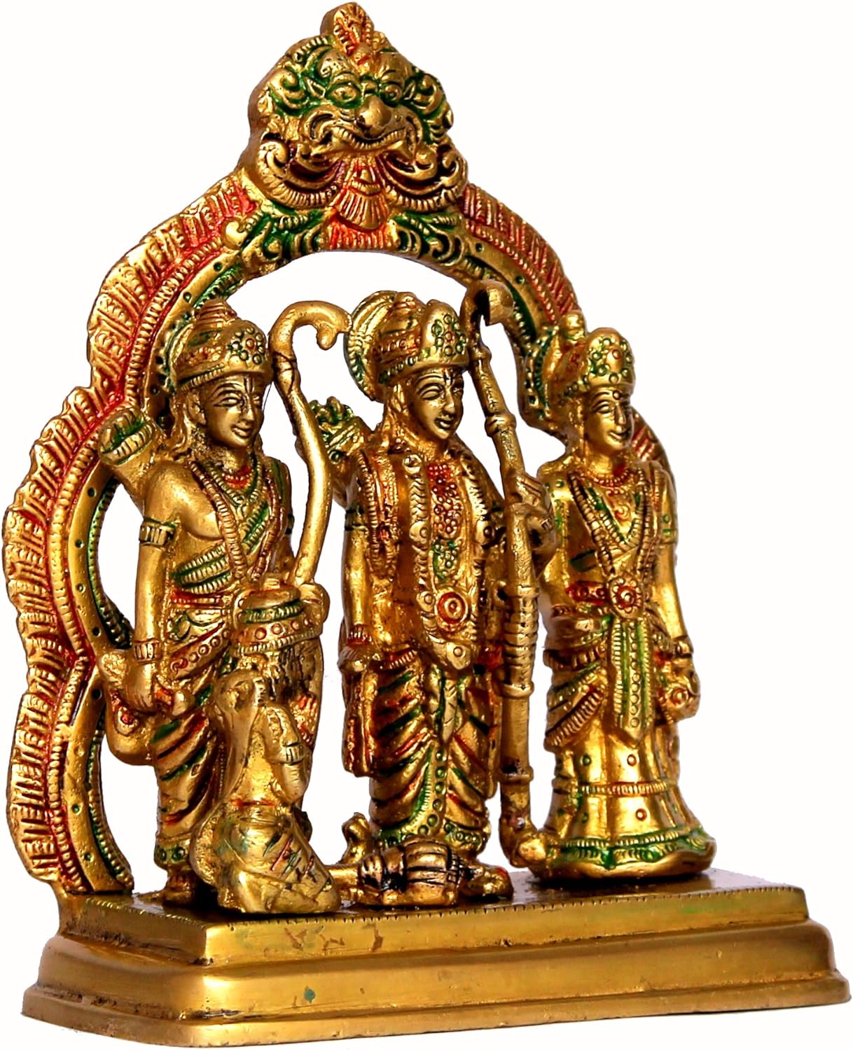 StonKraft - Brass Ram Darbar includes Rama, Sita, Laxman, Hanuman Murti Idol Statue Figurine | 6.75" inches