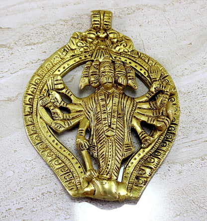 eSplanade Brass Panchmukhi Hanuman Wall Hanging Anjaneya Pavan Putra Bajrangbali Maruti Idol Murti Moorti Statue - 6" Inches