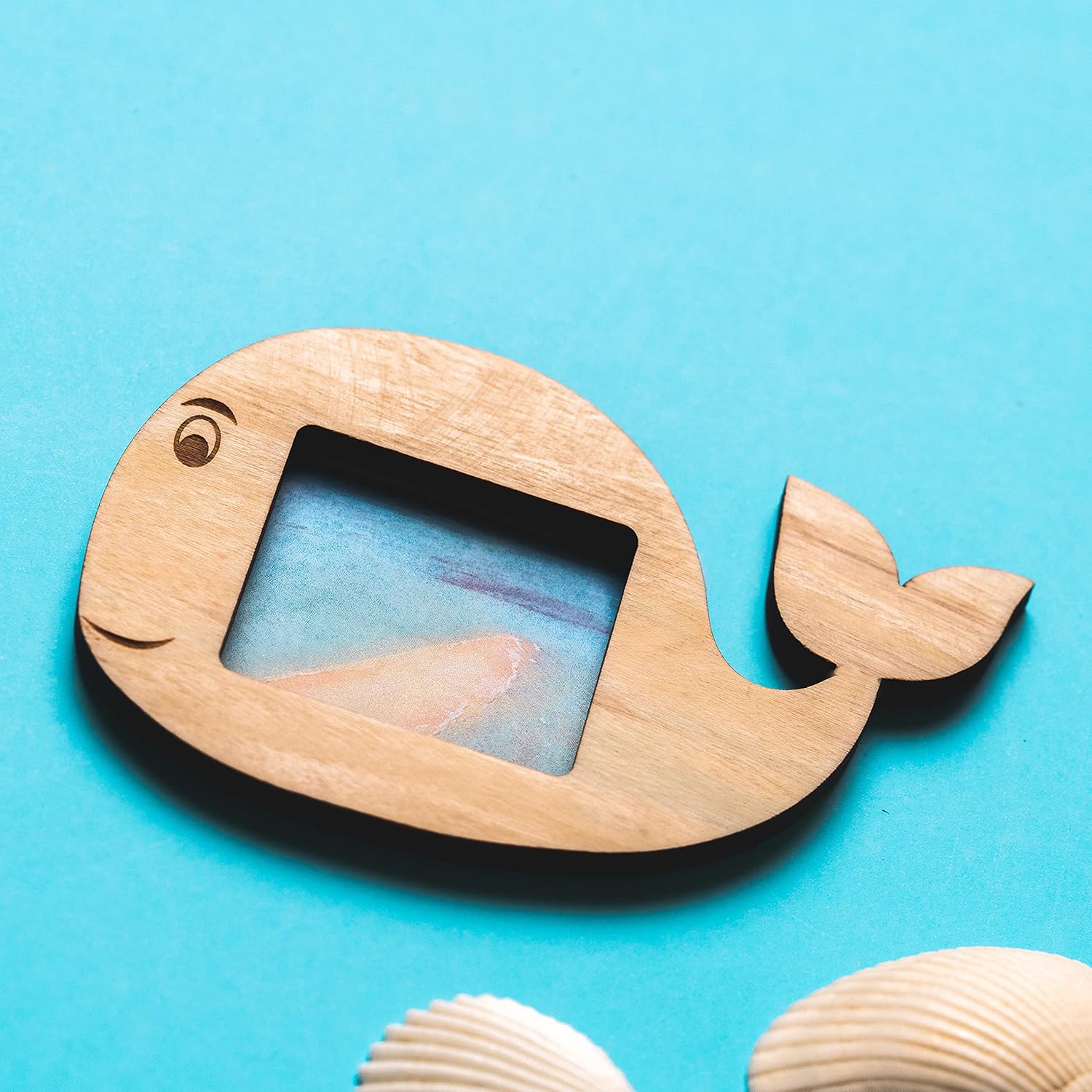 IVEI Ship and Whale Shaped Wooden Photo Magnet - Set of 2 Wood Magnets for Fridge - Magnet Board for Kids - Fridge Magnets