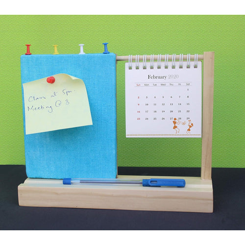 IVEI Warli Desk Calendar with Pin Board - Desk Organizer - Utility Desktop Calendar - Table Top Calendar Set - Desk Calendar Holder with Pin Board for Home, Office Desk Decor, Study Room