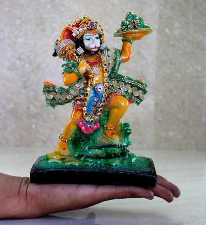 eSplanade Resin Hanuman Anjaneya Pavan Putra Idol Murti Moorti Statue (8.5 x 5.25 Inches)