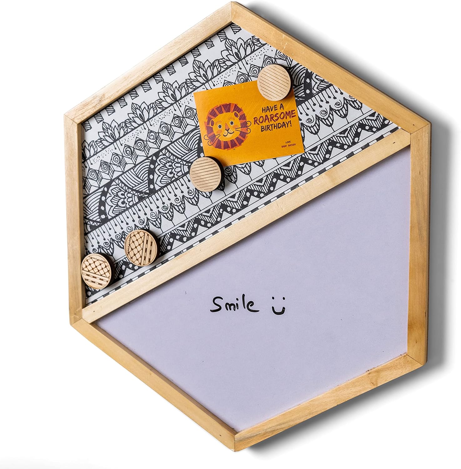 IVEI Hexagon Shaped Combination Board with Magnet Board, Pin Board & Whiteboard - Set of 2 - Innovative Organizer for Kids and Adults with Magnets to Do Boards Gift for Home, Office- Dark blue, Grey, Pink, Yellow