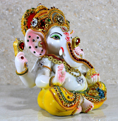 eSplanade Resin Ganesha Ganesh Murti Idol Statue Sculpture - Multi-colour - 9" Inches