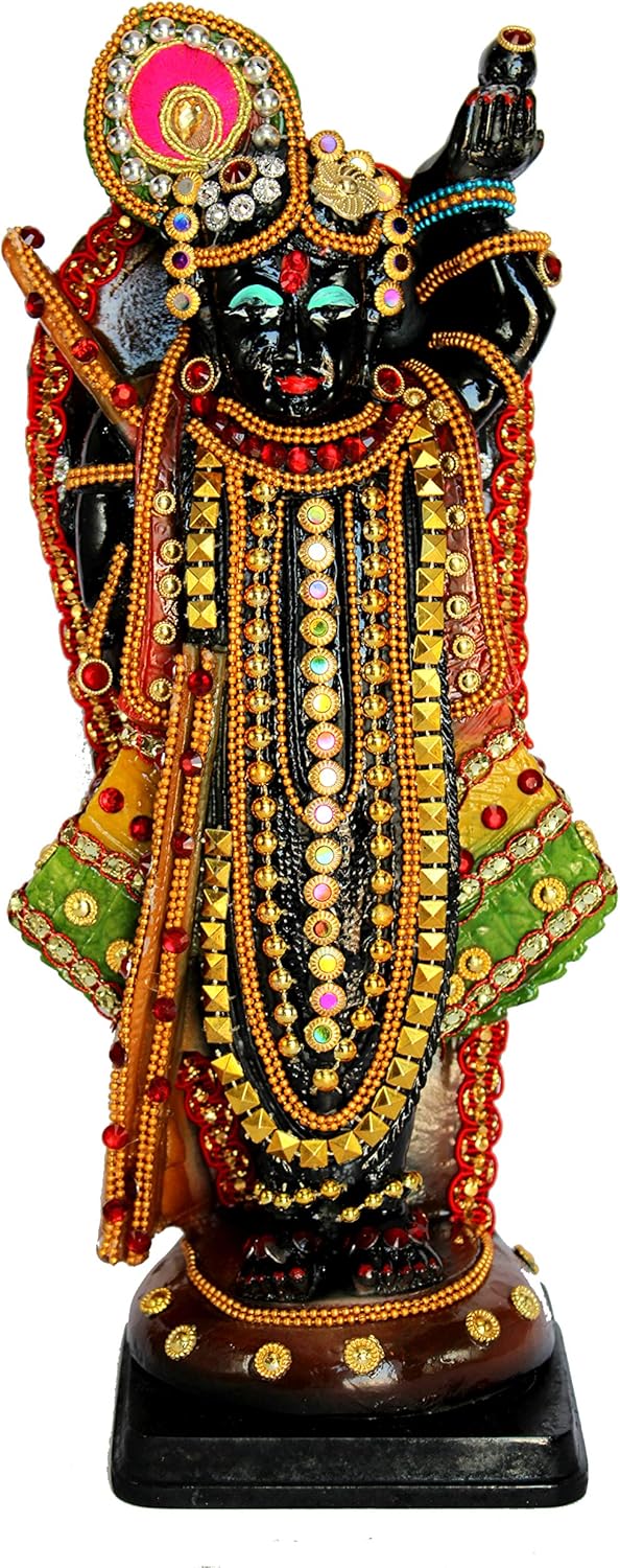 eSplanade Resin Shrinath Ji Bankebihari Krishna Statue - 12.5 inches & 10 inches | Idols for Home Puja Place