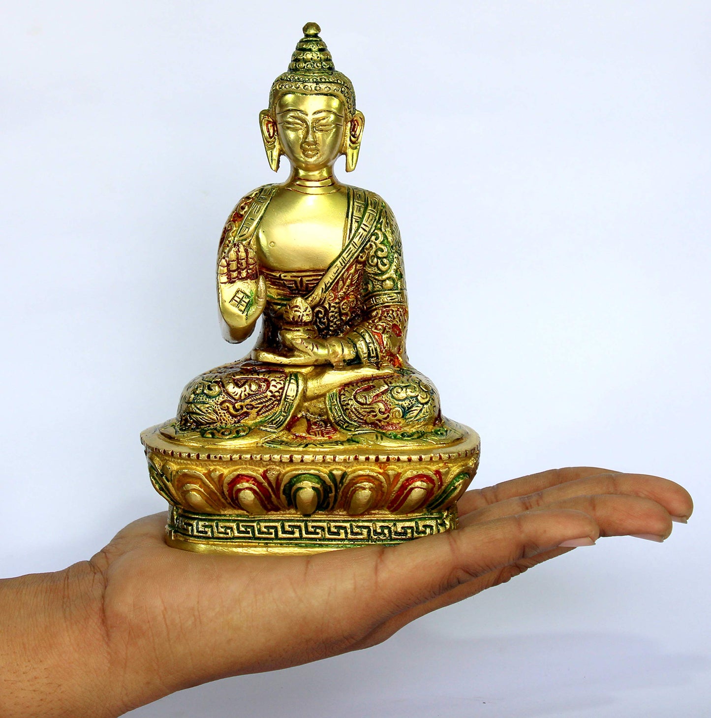 StonKraft eSplanade 7" Brass Buddha - Meditating Brass Buddha - Brass Metal Idol Statue Figurine Murti