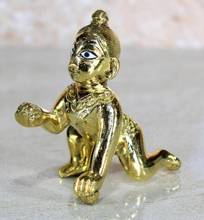 eSplanade Brass - (3") 7.5 cms - Laddoo Gopal Baby Krishna Laddu Gopal Kishan Baby Krishna Thakurji Murti Idol Statue Sculpture