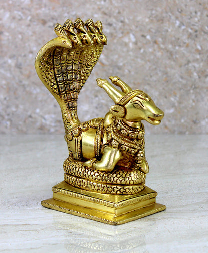 eSplanade Brass Sheshnag Nandi Statue Pooja Idols | Home Decor - Height 6" Inches